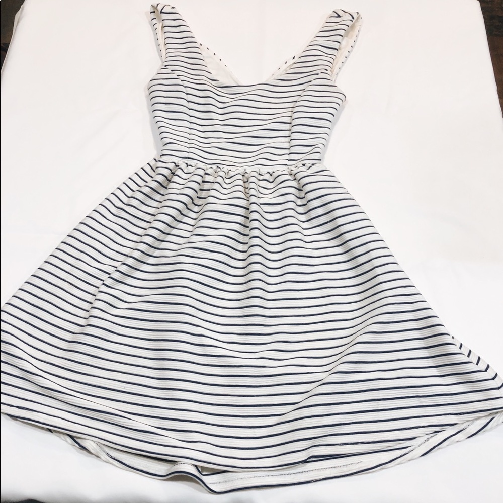 Navy and white striped dress